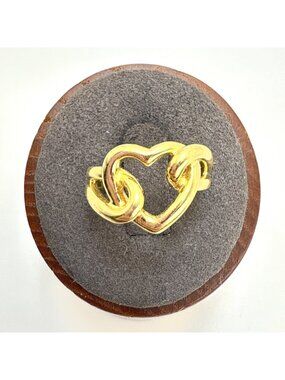 Open Heart Scroll Ring Gold Tone Size 6.5